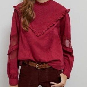 Anthropologie Forever That Girl Ruffle Yoke Blouse